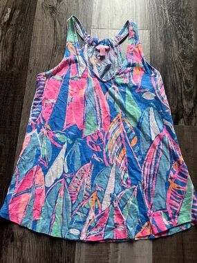 Lilly Pulitzer Blue, Pink & Green Tropical Racerback Tank